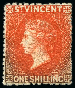Stamp of St. Vincent 1875-77 1s vermilion, unused, part original gum