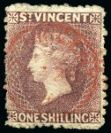 Stamp of St. Vincent 1872-75 1s lilac-rose, two used singles
