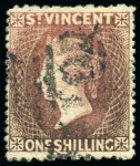 Stamp of St. Vincent 1872-75 1s lilac-rose, two used singles
