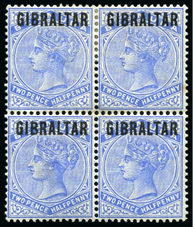Stamp of Gibraltar 1886 2 1/2d Ultramarine in mint block of four