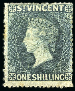 Stamp of St. Vincent 1866 1s slate-grey, unused with part original gum