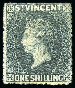 Stamp of St. Vincent 1866 1s slate-grey, unused with part original gum