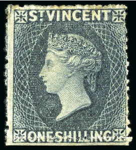 Stamp of St. Vincent 1866 1s slate-grey, unused with part original gum