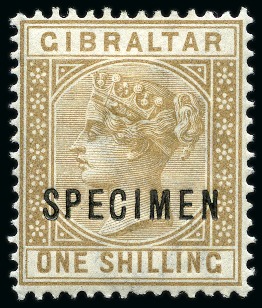 Stamp of Gibraltar 1886-87 1/2d to 1s SPECIMEN set of 7, fine (SG £500)