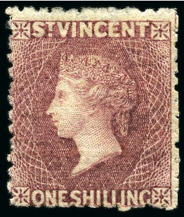 Stamp of St. Vincent 1875 1s claret, unused with large part original gum