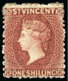 Stamp of St. Vincent 1872 1s deep rose-red, unused with part original gum