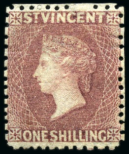 Stamp of St. Vincent 1875 1s claret, unused with part original gum