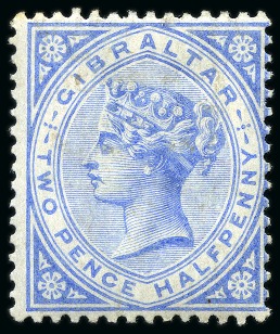 Stamp of Gibraltar 1886-87 2 1/2d Blue with INVERTED WATERMARK variety, mint