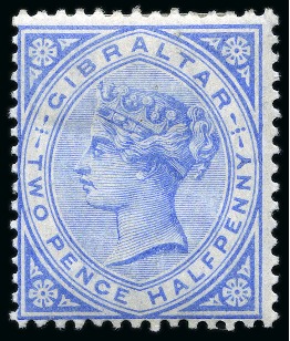 Stamp of Gibraltar 1886-87 2 1/2d Blue with INVERTED WATERMARK variety, mint