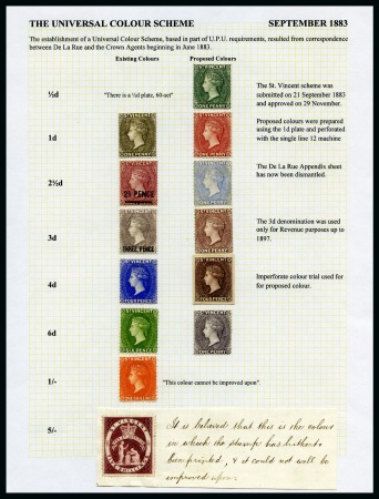 Stamp of St. Vincent 1883-84 The De La Rue Plates Perforated Colour Trials: A reconstruction of the 21st September "Scheme of Colours"