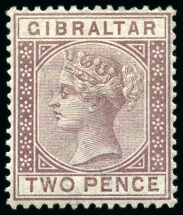 Stamp of Gibraltar 1886-87 2d Purple-Brown with INVERTED WATERMARK variety, mint