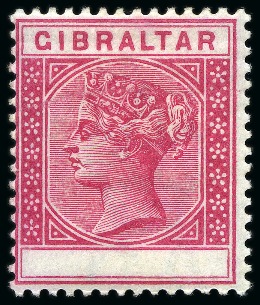 Stamp of Gibraltar 1889-96 Spanish Currency 10c carmine with VALUE OMITTED mint
