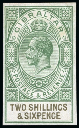 Stamp of Gibraltar 1925-32 New Values & Colours Changed 2s6d imperf. plate proof in issued colours