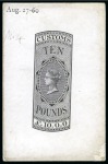 Stamp of Great Britain » Revenues CUSTOMS: 1860 4d to £10 group of seven die proofs in black on white glazed card