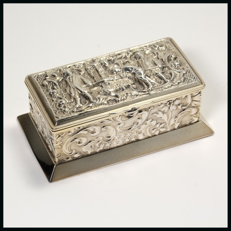 Stamp of Stamp Boxes English Silver Boxes: 1894 Birmingham three compartment box by Deakin & Francis