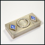 Stamp of Stamp Boxes Continental Boxes: French silver and gilt two compartment stamp and nib box combined by Bointaburet A. Paris