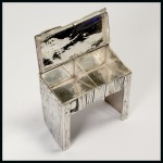 Stamp of Stamp Boxes English Silver Boxes: Birmingham Assay Office 1909 novelty box in the form of William Shakespeare's desk