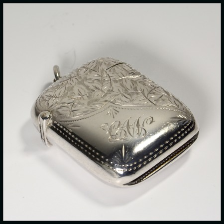 Stamp of Stamp Boxes English Silver Boxes: 1903 Chester silver stamp and vesta case combined