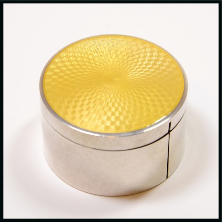 Stamp of Stamp Boxes American Silver Boxes: A very fine Sterling silver and enamel coil dispenser