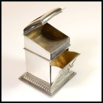 Stamp of Stamp Boxes English Silver Boxes: 1902 London silver novelty stamp and vesta box combined in the form of a lectern
