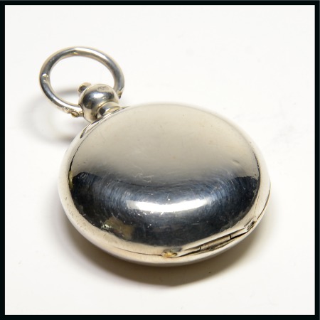 Stamp of Stamp Boxes 1899 Birmingham silver sovereign case in the style of a pocket watch