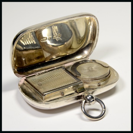 Stamp of Stamp Boxes English Silver Boxes: 1908 Birmingham silver stamp and sovereign case combined by Benjamin Thomas Greening