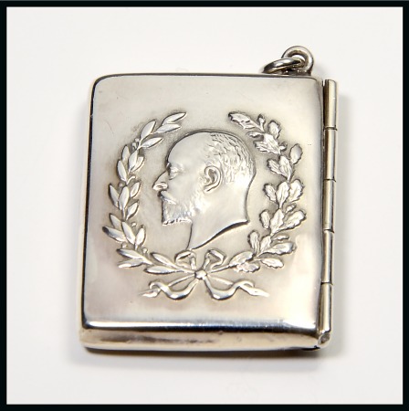 Stamp of Stamp Boxes English Silver Boxes: 1902 Birmingham silver single compartment case in the form of an envelope by G. Vale and Co