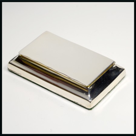 Stamp of Stamp Boxes English Silver Boxes: 1913 Birmingham silver two compartment box by Walker and Hall