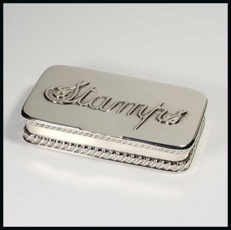 Stamp of Stamp Boxes American Silver Boxes: 1893 Sterling silver two compartment box by Howard & Co New York