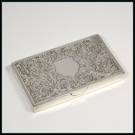 Stamp of Stamp Boxes English Silver Boxes: 1907 Birmingham ssilver two compartment stamp case and card holder combined by William Thorneywork