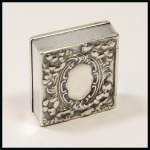 Stamp of Stamp Boxes American Silver Boxes: 1895 Sterling silver single compartment spring loaded case