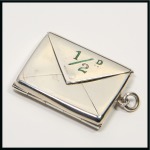 Stamp of Stamp Boxes English Silver Boxes: 1903 Birmingham silver double-sided stamp case in the form of two envelopes back-to-back by Gourdel Vales & Co