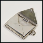 Stamp of Stamp Boxes English Silver Boxes: 1903 Birmingham silver double-sided stamp case in the form of two envelopes back-to-back by Gourdel Vales & Co