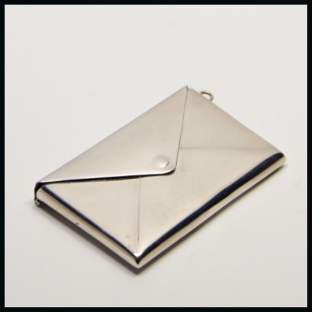 Stamp of Stamp Boxes English Silver Boxes: 1903 London(?) silver stamp case in the form of an envelope