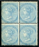 Stamp of Jamaica 1860-70 1d Blue & 2d Deep Rose in mint/unused blocks of four