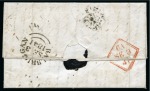 Stamp of Great Britain » 1840 2d Blue (ordered by plate number) 1841 (Sep 3) Entire from Balbriggan (Ireland) to the USA with 1840 2d pale blue pl.1 MG-MI & NG-NI strips of three
