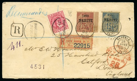 Stamp of Cook Islands Rare mixed franking Cook Islands - Tahiti, ex Burrus