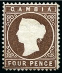 Stamp of Gambia 1869-93, Cameo collection, mostly mint, with duplication, shades, varieties and better stamps (SG £18'000+)