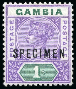 Stamp of Gambia 1898-1902 Wmk CA 1/2d to 1s mint group incl. Specimen set