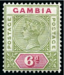Stamp of Gambia 1898-1902 Wmk CA 1/2d to 1s mint group incl. Specimen set