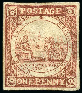 Stamp of Australia » New South Wales 1850 1d Brown-Red on soft yellowish paper, unused with part original gum