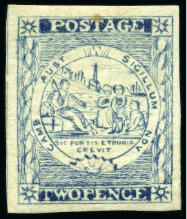 Stamp of Australia » New South Wales 1851 2d Prussian Blue on hard bluish grey wove paper, plate IV, position 13, unused