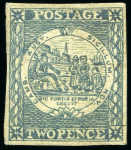 Stamp of Australia » New South Wales 1850 2d Grey-Blue, plate II, early impression, position 2, unused without gum