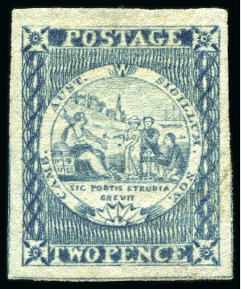 Stamp of Australia » New South Wales 1850 2d Greyish Blue, plate I, early impression, position 5, unused without gum