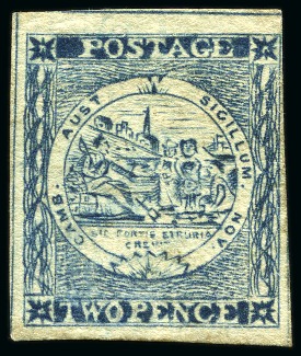 Stamp of Australia » New South Wales 1850 2d Bright Blue, plate II, clear impression, unused with large part original gum