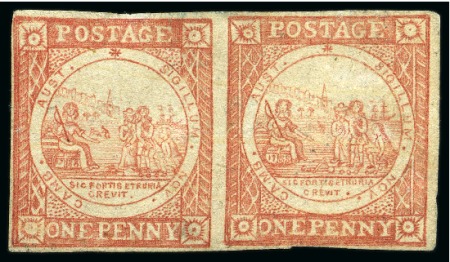 Stamp of Australia » New South Wales 1850 Alfred Clayton 'Sydney View' Essays 1d pale red pair