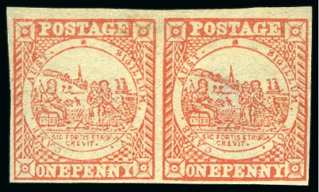 Stamp of Australia » New South Wales 1850 Alfred Clayton 'Sydney View' Essays 1d pale red pair