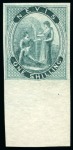 Stamp of St. Kitts-Nevis » Nevis 1861 Imperf. colour trials of the 1d, 4d, 6d and 1s in lower marginal singles on unwatermarked paper