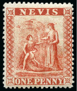 Stamp of St. Kitts-Nevis » Nevis 1871-78 1d group of RETOUCHES (6) from the 6th printing