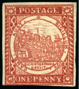 Stamp of Australia » New South Wales 1850 1d Dull Carmine on laid paper, plate II, blurred impression, position 19, unused without gum